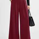 PRETTYGARDEN Womens Wide Leg Trousers 2026 Elastic High Waisted Dress Pants Pleated Slacks Flowy Business Work Palazzo Pants (Red, L)