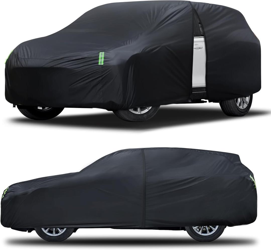 SUV Car Cover Waterproof All Weather for Automobiles, Size S1 Universal Fit for Buick Encore, Chevrolet Trax, Ford Escape, Jeep Compass, Kia Sportage, Nissan Kicks, Subaru Forester etc.(UP To 181inch), Black