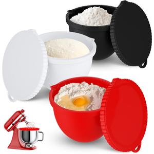 Silicone Bowl Liners for 5 QT KitchenAid Mixers, 3 Set Silicone Bowls with Lids,Quick Replacement, Multi-Occasion