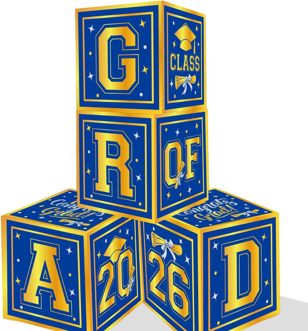 Graduation Decorations 2026 - Pack of 4, Grad Boxes with Letters 2026, Graduation Balloon Boxes, Balloons Boxes with Letters | Grad Party Decorations Class of 2026, Graduation Party Supplies, KatchOn
