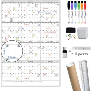 Dry Erase Wall Calendar - 38x26 Inches - Blank Undated Yearly Calendar - Whiteboard Premium Laminated Planner - Reusable Laminated Office Jumbo 12-Month Calendar (Vertical)