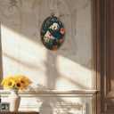 LKETW Vintage William Morris Panda Floral Oval Wall Art Decor, Retro Cottagecore Botanical Floral Oval Canvas Hanging Decor, Panda Animal Wall Decorations for Home Bedroom Living Room, 8.6x11.4 Inch