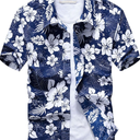 Men's Short Sleeve Shirt Hawaiian Top Beach Thin Button Up Holiday Button Casual Summer XL