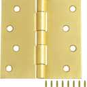Design House 181644 Square Corner Steel Door Hinge Door Hardware Door Hinges Interior Doors, 4" x 4", Satin Brass, 10-Pack