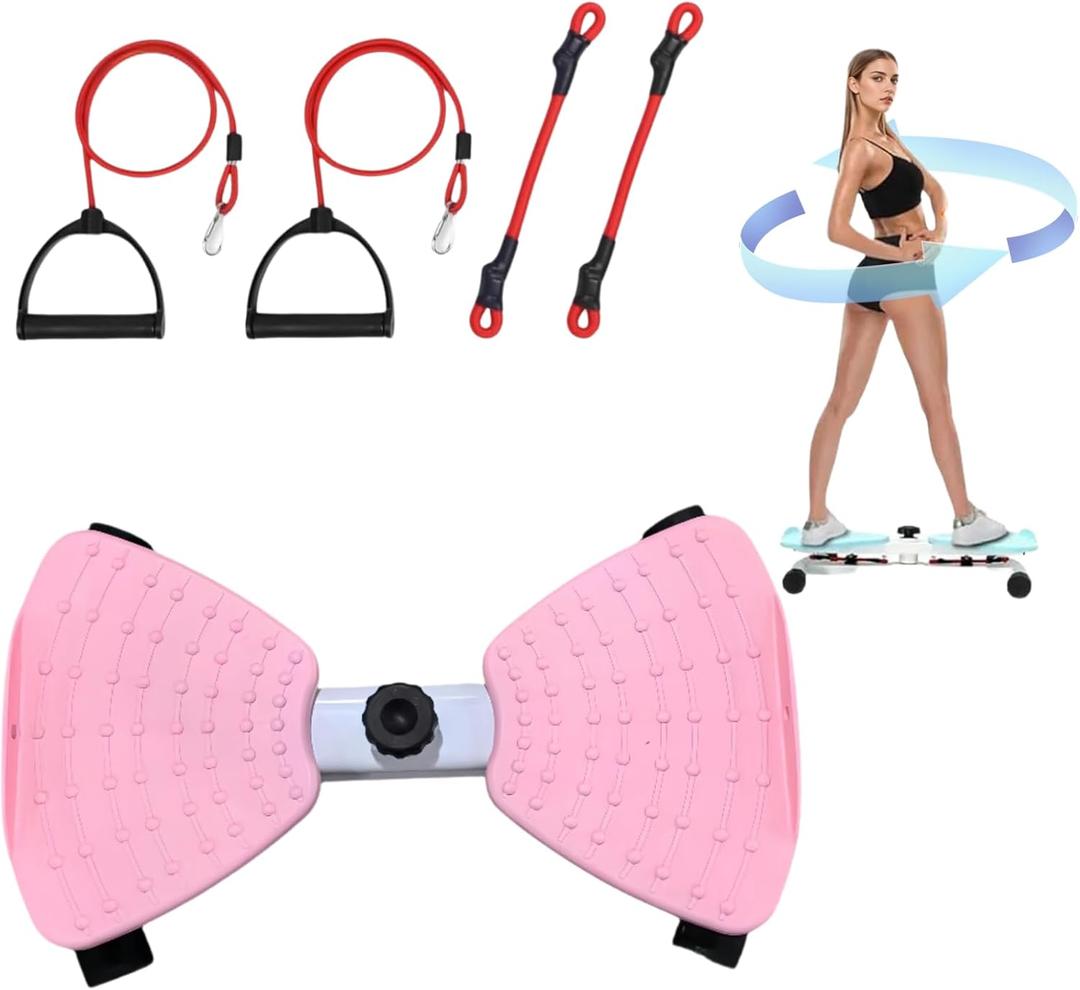 Sport Exercise Twist Board, Aerobic Waist Twister with Loop Resistance Bands,Slimming and Foot Massage53.5 * 35.5CM (pink)