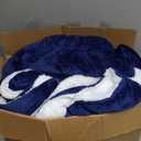 Amazon Basics 3 Piece Bedding Set, Micromink Sherpa, Ultra-Soft, Warm All Season Comforter, Full/Queen, Navy Blue, Solid