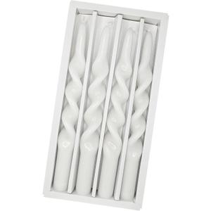 Spiral Taper Candle White Twisted Candlesticks 4 PCS Long Candle Sticks Unscented Tapered Candles for Home Dcor Weddings Festive Seasons Holiday (10INCHES)