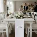 Chumia 10 Pcs Wedding Table Numbers 1-10 White Imitation Linen Modern Minimal Elegant Table Numbers Runner Decor for Reception Wedding Bridal Shower Anniversary Party Events, Machine Washable