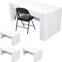 Nasitos 4 Pack White Fitted Table Covers for 8 Foot Tables-Open Back Tablecloth Washable Fabric Table Cloth for Parties, Wedding, Banquet, Jewelry Shows, Craft Fair, Trade Show