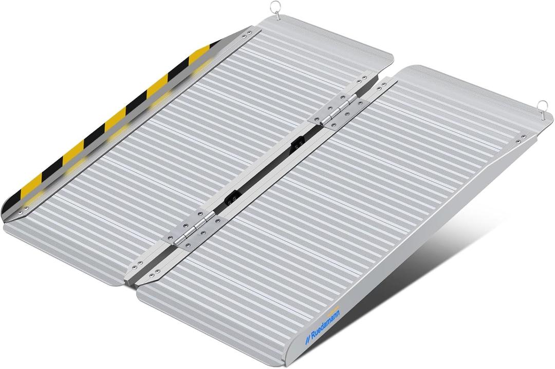 Ruedamann 3 Feet X 30.3 inch Portable Wheelchair Ramp for Home Steps, Non-Slip Aluminum Wheelchair Ramp, Folding Ramp for doorways, shed, Warehouse, Threshold Ramp for Scooters, Stairs, Easy to Clean