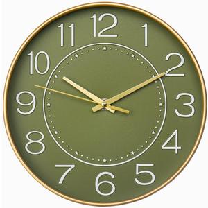 HZDHCLH Modern Wall Clocks Battery Operated,10 inch Olive Green Clock for Wall,Silent Small Wall Clock for Living Room Bedroom Kitchen Office Nursery Decor