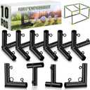 Blulu 10 Pieces 1'' Golf Frame Corner Kit DIY Canopy Fittings Kit with Threaded Eye Bolts for EMT Pipe 10" l x 10" W x 10" H Practice Golf Cage Net Indoor Outdoor Home, Black