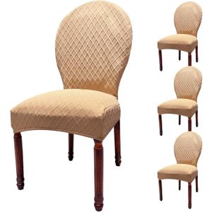 Large Round Back Dining Chair Slipcovers, Set of 4/6 Stretch Dining Chair Covers for Kitchen Dining Room Chair Seat Protectors (4, Khaki, Large)