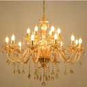 18-Light Crystal Chandeliers Luxurious K9 Crystal Candle Pendant Lamp Ceiling Lighting for Dining Living Room Bedroom Hallway Entry (18 Lights), D35.4inch X H31.5inch