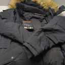 Graphene Long Heated Jacket for Women with 18400mAh 12V Battery Pack, Womens Parka Coat with Faux Fur Detachable Hood (Medium, Black)
