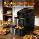 Dual Basket Air Fryer, 12.6QT Family-Size for 1012 People, XL Basket for 6LB Whole Chicken, DoubleStack Compact Design, 10-in-1 Functions with Reheat, Dehydrate & SyncFinish, Dishwasher-Safe, Black