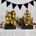 2 pcs Halloween Decorations Indoor Haunted House Lights,Halloween Tabletop Centerpiece Craft Decor for Desk Table Fireplace Room Party Decor