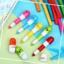 Lincia Pen Pills Bulk Pharmacy Gifts Ballpoint Pen Cute Cartoon Emotion Ball Novelty Face Retractable for Nurse Week School Doctor, 6 Colors(100 Pcs)