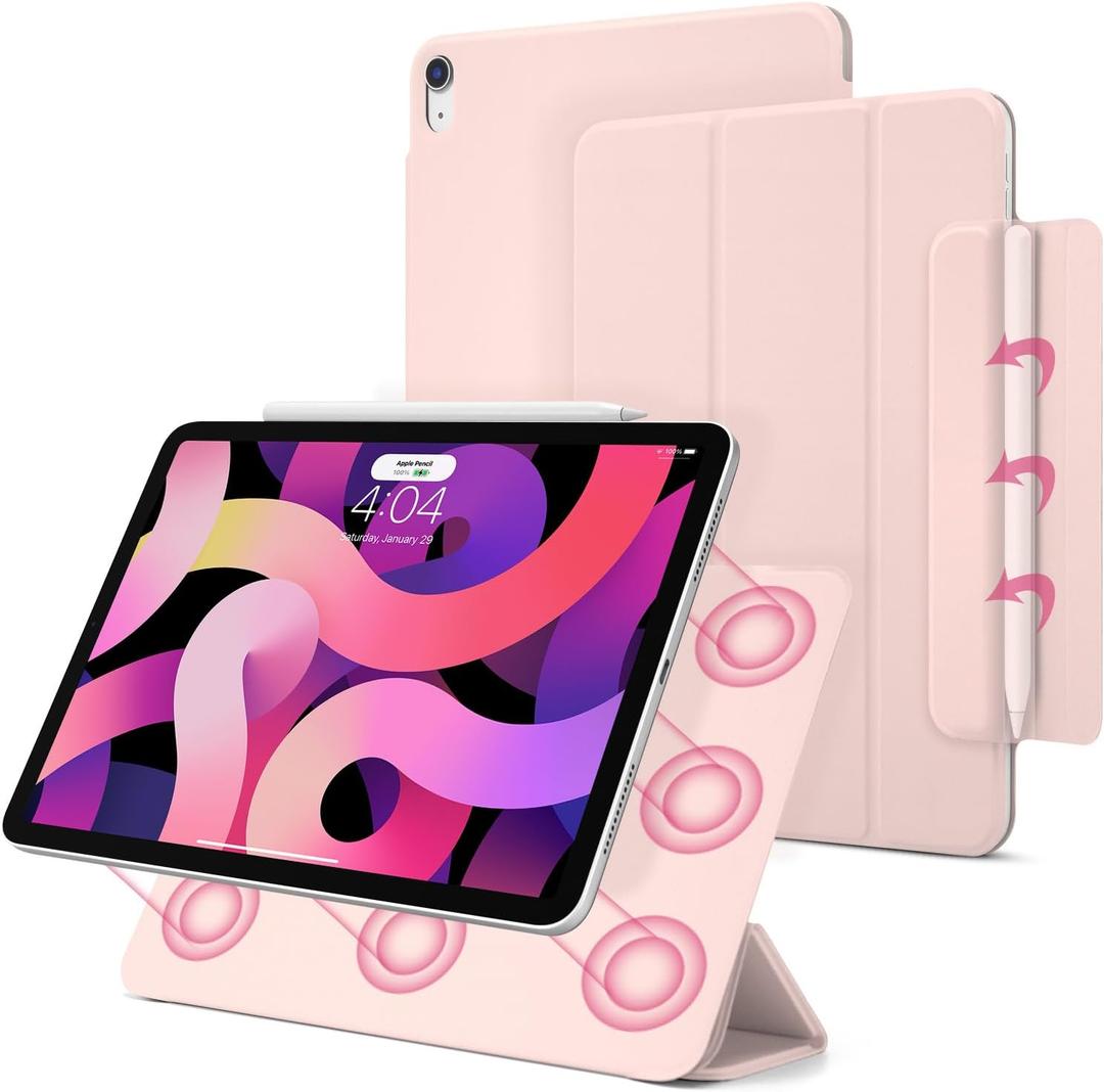 Magnetic for iPad Air 11 inch M4/M3/M2 2026/2025/2024 Case, Slim Smart Folio for Air 5th/4th Generation 10.9 Inch 2022/2020, Trifold Stand Case for iPad Air 8/7/6, Auto Sleep/Wake(Pink)