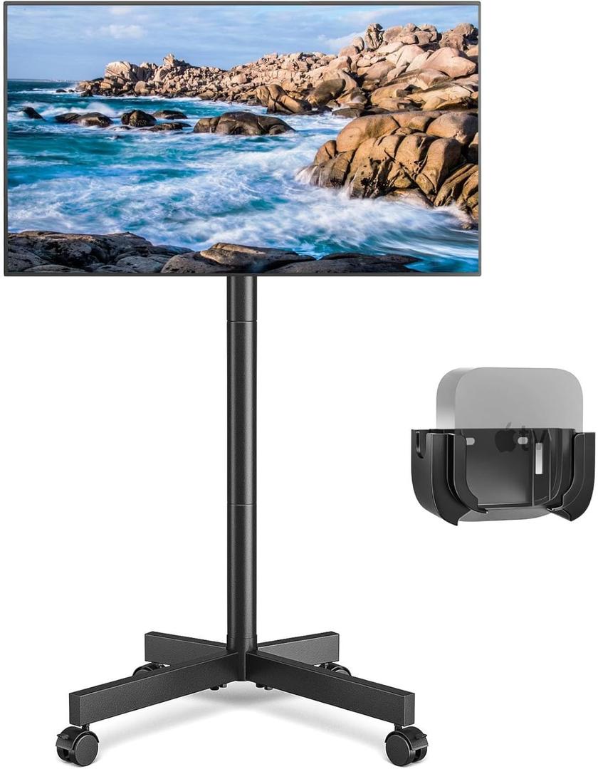 Rfiver Mobile TV Cart Rolling TV Stand for 23-60 Inch Screens, Portable TV Stand on Wheels with Tilt and Height Adjustable, Outdoor TV Mount Stand Holds up to 88 lbs for Home Office MAX VESA 400x400mm