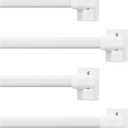 NICETOWN 4 Pack No Drill Curtain Rods for Window Adjustable Length Extends 16 to 28 Inches with Adhesive Brackets without Drilling, Cafe Curtain Rod, Easy Installation for Any Spaces, White