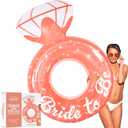 Bachelorette Pool Floats - XtraLarge Bride Pool Float | Ring Pool Float with Shiny Glitter Conffetti | Ring Floatie Bachelorette for Bride to Be | Pool Floats Bachelorette Party, Rose Gold