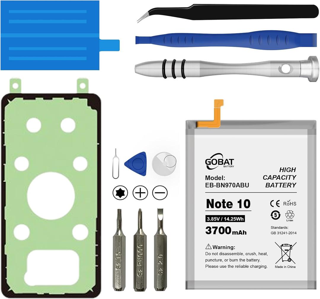 Replacement for Samsung Galaxy Note 10 Battery,3700mAh High Capacity Battery fit for Samsung Galaxy Note 10 Plus Model (SM-N970F/DS/U/U1/W/0/DS/N SM-N971U/N) with Repair Tool Kits,EB-BN970ABU