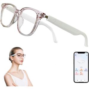 Smart Glasses for Women, AI Translation Bluetooth Glasses, Real-Time Translator, Open Ear Blue Light Filtering Lenses, Supports 165+ Languages, language translator for Traveling Learning(Clear)