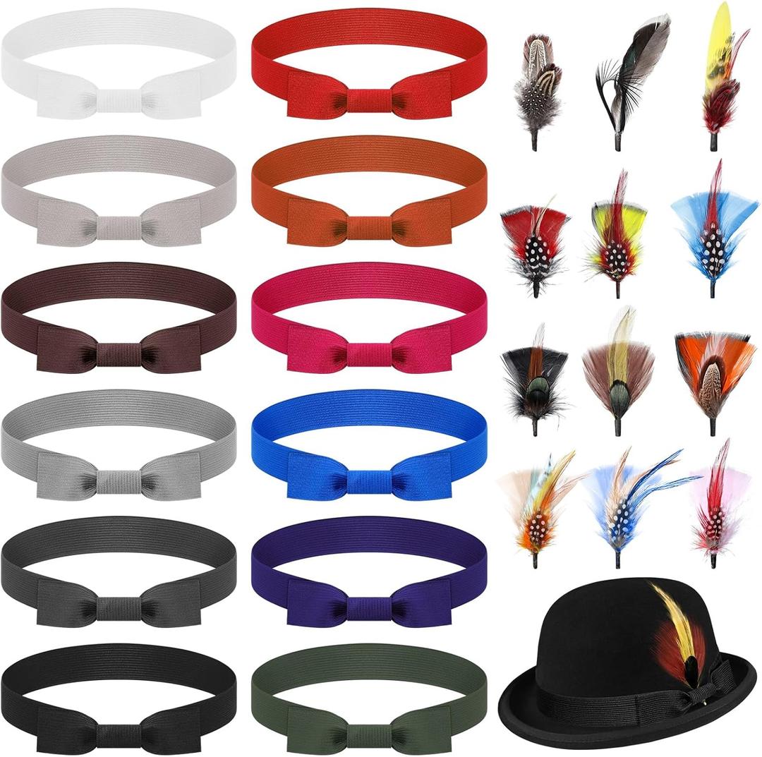 24 Pcs Hat Bands Decorative Feathers for Cowboy Panama Western Costume Headwear Women Men