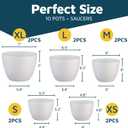 Lifemaster Eco Friendly Plant Pot Set - 10-Pack Home Decor Flower Indoor and Outdoor Plastic Pots with Drainage Holes, Assorted Sizes (7", 6.6", 6", 5.3", 4.8") - Stackable Garden Versatile Planters (White)