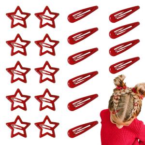 Metal Snap Hair Clips For Women Mini Star Hair Clips For Girls Red Star Hair Clip Hair Barrettes 1.18Inch Star Clips For Hair 1.96 In Water Drop Hairclips Snap Clips For Hair Girl Hair Accessories Y2K
