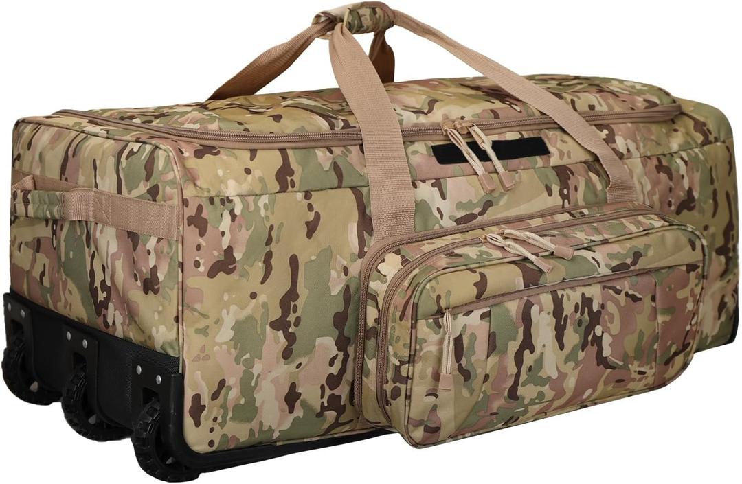 120L 3-Wheel Rolling Duffle Bag - Heavy Duty Military Deployment Bag, Durable Wheeled Duffle Luggage for Travel, Camping & Outdoor Adventures