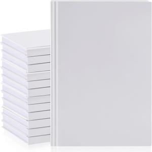 Henoyso 12 Pcs A5 Blank Notebooks Journals Bulk 100 Sheets/200 Pages Unlined Craft Notebooks Kraft Sketchbooks Hardcover for Writing Drawing for Gifts Students School Office, 8.3 x 5.7 in (White)