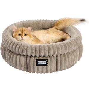 BALANCE Cat Bed Kitten Bed, Washable Round Cat Beds for Indoor Cats,Super Soft Plush Faux Fur Pet Bed for Puppy and Kitten with Anti-Slip Bottom (Wind Chime)