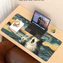 XL Gaming Mouse Pad, 31.5x15.7'' Large Desk Mat with Anti-Slip Rubber Base & Stitched Edges for Gaming, Office, Home, Shocked Cat