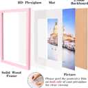 wyooxoo 18x24 Picture Frame Made of Solid Wood Light Pink Photo Frames Display Pictures 16x20 with Mat or 18x24 Without Mat Colorful Frame For Horizontal Vertical Wall Mounting