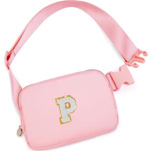 Kids Party Favors - 4-8 & 8-12, Girls & Teens, Prize Bags, Waist Packs, Initial White, Peach
