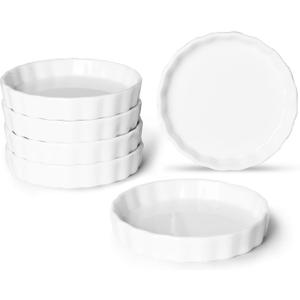ONTUBE Ramekins -Porcelain Round Ramekins for Creme Brulee Dishes,Dipping Sauces,Baking Pudding Cups, Souffle Dish,Oven Safe,Set of 6 White