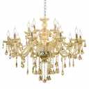 Luxury K9 Crystal Chandelier 15 Light, Modern Cognac Crystal Ceiling Chandelier Lighting Fixture Candle Style E12 Base for Dinning Living Room Bedroom Hallway (15 Lights)