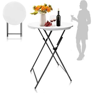 Folding 32in Bar Table Round Foldable Cocktail Table for Indoor and Outdoor Use Compact Design Portable Ideal for Parties Events Dining and Gatherings (White 1-Pack)