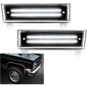 Bestview LED Side Marker Lights Compatible with 1981-1991 Chevy C10 C20 C30 GMC C1500 C2500 Suburban Blazer Jimmy, Driver & Passenger Side, White Lamp Smoked Lens