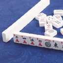 Mahjong Mat, Mahjong Table Mat with Prints & Extra Dice, for Poker, Card, Mahjong, Dominoes Games (Blue, 35 inches)