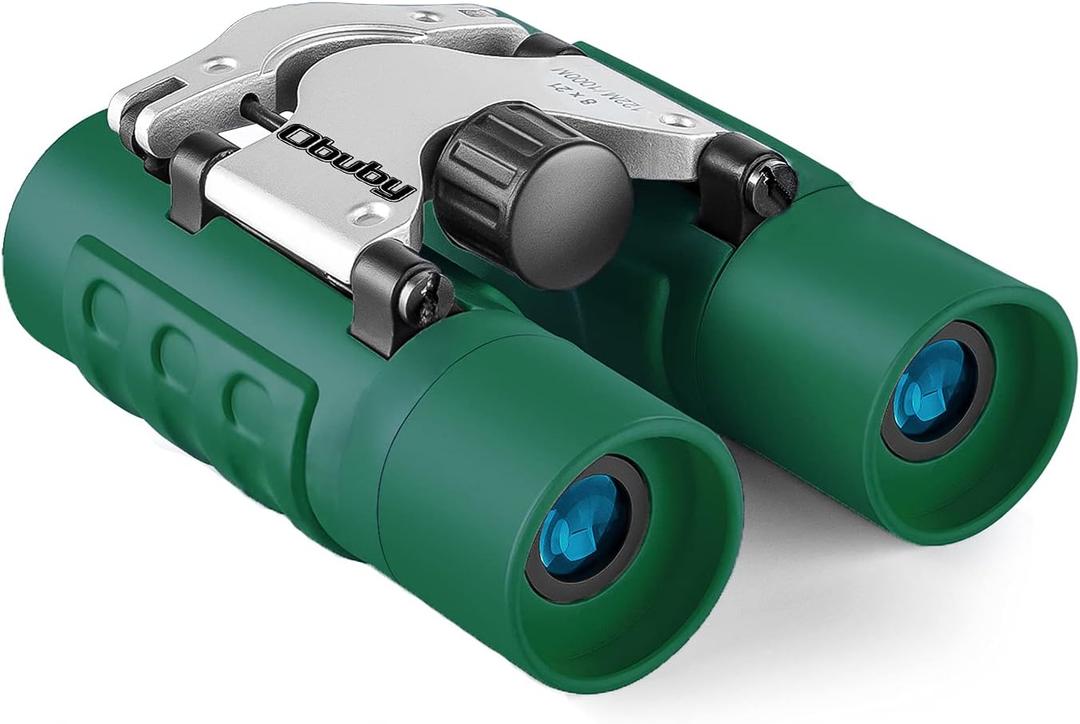 Obuby Real Binoculars for Kids Gifts for 3-12 Years Boys Girls 8x21 High-Resolution Optics Compact Toy Binocular for Bird Watching,Travel, Camping (Classic Green)