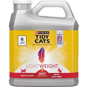 Purina Tidy Cats LightWeight 24/7 Performance Odor control, Multi-Cat, Clumping, 99.9 Percent Dust Free Cat Litter - 6 lb. Jug