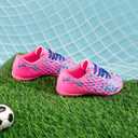 DREAM PAIRS Boys Girls Turf Indoor Soccer Shoes Lace Up Cleats for Little/Big Kid (Pink), Size 10