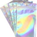AKAMI 100 Pcs Resealable Smell Proof Bags - 4x6 Inches Mylar Bags Resealable Clear Ziplock Holographic Rainbow Color