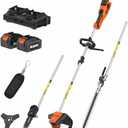 MAXLANDER 40V Hedge Trimmer, Weed Wacker Cordless, 8" Electric Pole Saw and Brush Cutter Blade, 4-in-1 Multi Garden Tools with 2 * 20V 4Ah Battery and 1*Charger