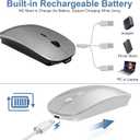 Kovess Wireless Bluetooth Mouse for Mac Air MacBook Pro Laptop PC Pad Optical Rechargeable Silent Mouse with Jiggler Mode Dual Mode Switch Bluetooth 5.2/3.0 and 2.4G USB-A & USB-C Receiver Black