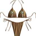 SOLY HUX Women's Tropical Cheeky Swimsuits Vintage Halter String Triangle Bikini Set Bathing Suits Beachwear, Medium
