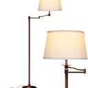 Brightech Caden LED Floor Lamp - Tall Standing Lamp with Swing Arm for Living Rooms & Offices - Industrial Bronze